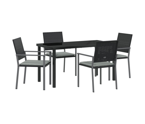 Juego de 3 Negro Rattan PE 54x62.5x89 cm Duradero