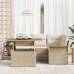 Juego de comedor de jardín de 5 piezas con cojines Beige Polirratán Acacia