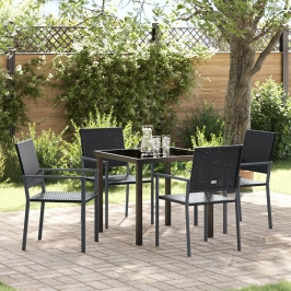 Conjunto de 3 Negro Ratán PE 54x62.5x89 cm Duradero