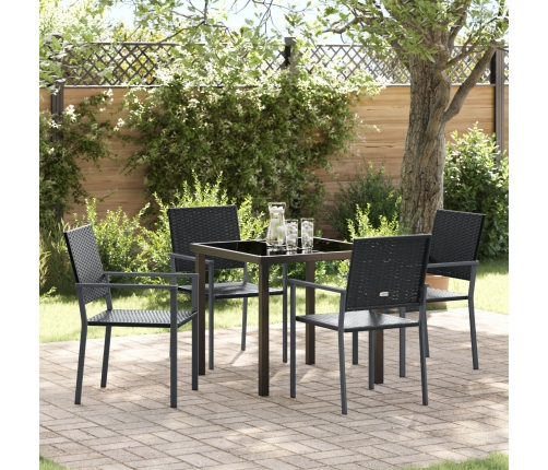 Conjunto de 3 Negro Ratán PE 54x62.5x89 cm Duradero