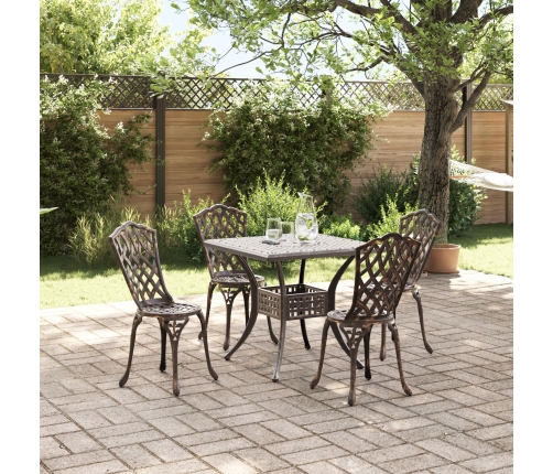 Conjunto de Comedor de Jardín de 5 Piezas  en Aluminio Fundido Bronce