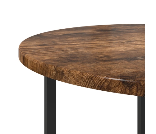 Mesa Lateral  2 pcs Madera de Roble Ahumada, Madera Ingenierizada y Metal
