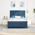 Cama Box Spring con Colchón Azul 160x200 cm de Tela