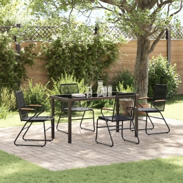 Juego de Comedor de Jardín  5 Piezas Negro Ratán de PVC