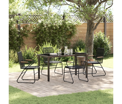 Juego de Comedor de Jardín  5 Piezas Negro Ratán de PVC