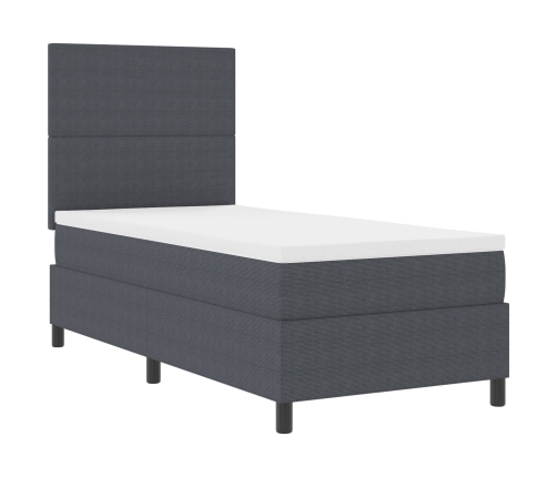 Cama con cajón de  con colchón&LED Gris Oscuro 90x200 cm Tela de terciopelo