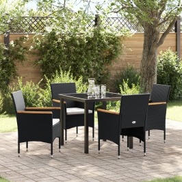 Conjunto de Comedor de Jardín  de 5 Piezas Negro de Poliratán