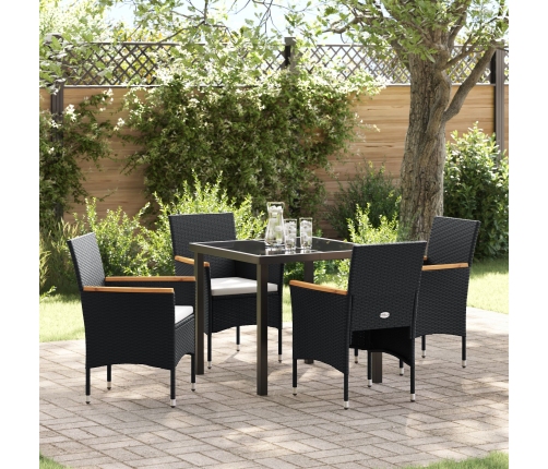 Conjunto de Comedor de Jardín  de 5 Piezas Negro de Poliratán