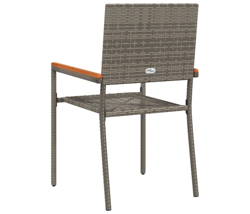 Sillas apilables de jardín  con cojines 2 pcs Gris Ratán Poliéster