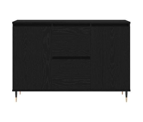 Sideboard  con Puertas y Cajones Negro Roble 101,5x35x70 cm