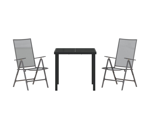 Conjunto de Comedor de Jardín de 3 Piezas  Acero Antracita