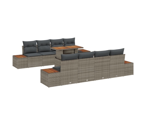 Set de Sofá de Jardín  Conjunto de 9 Taupe Ratán