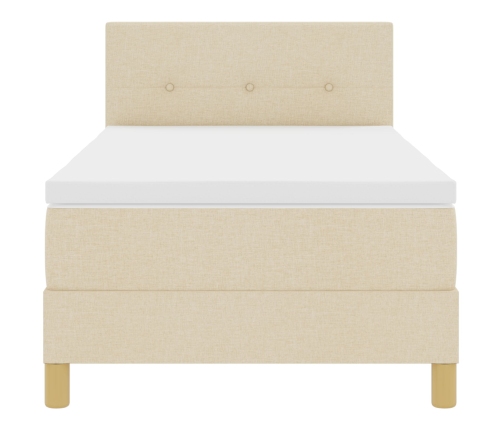 Cama con somier con colchón crema 100x200 cm tela