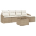 Conjunto de Sofá de Jardín Set de 6 Beige Ratan y Poliéster