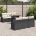 Conjunto de comedor de jardín de 7 piezas con cojines negro poliratán acacia
