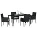Set de Comedor de Jardín  de 5 Piezas con Cojines Negro Poliratán