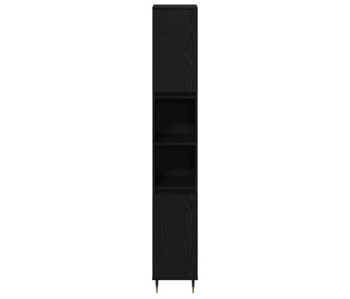 Armario de baño  Negro Roble 30x30x190 cm Madera de ingeniería