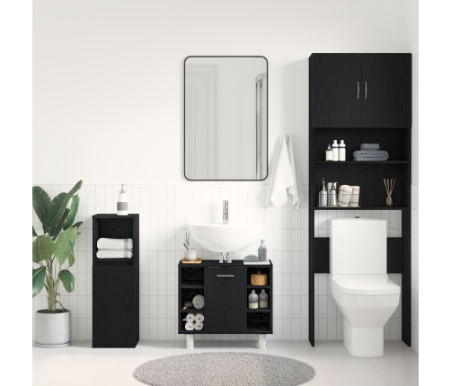 Cabinet de baño  Negro Roble 60x32x54 cm Madera Ingenierizada