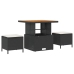 Conjunto de Comedor de Jardín de 3 Piezas con Cojines VidaXL Ratán Poliéster Acacia Negro