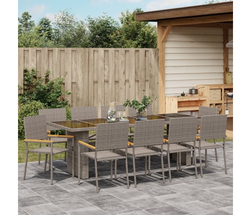 Conjunto de Comedor de Jardín de 11 Piezas  Gris de Poliratán