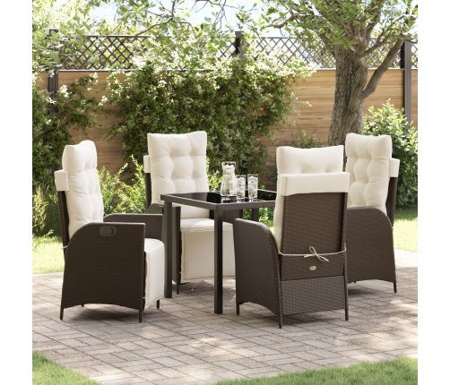 Set de Comedor de Jardín de 5 Piezas Rattan Poliéster Marrón