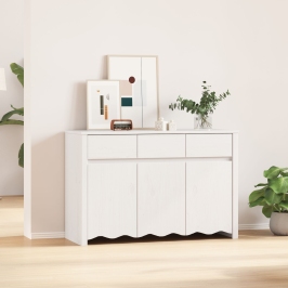 Aparador ""DRAMMEN"" Blanco 114x43x75,5 cm Madera Sólida de Pino