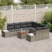 Conjunto de Sofás de Jardín  9 Piezas Gris Poliratán