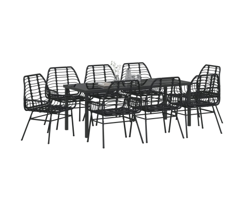 Set de Comedor de Jardín de 9 Piezas Negro Poliratán
