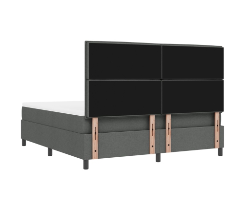 Cama con Box Spring y Colchón Banco Gris Oscuro 180x200 cm Tela