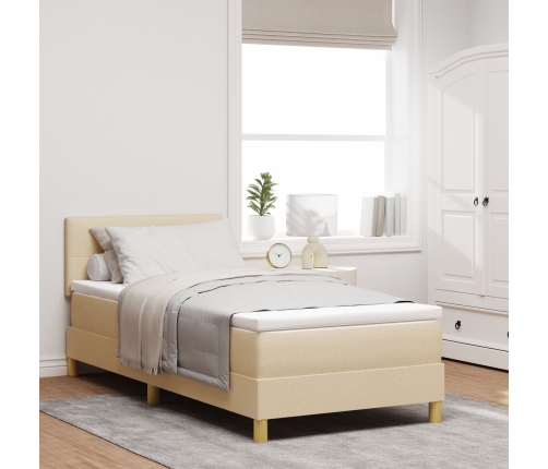 Cama con Somier y Colchón Crema 90x200 cm Tela