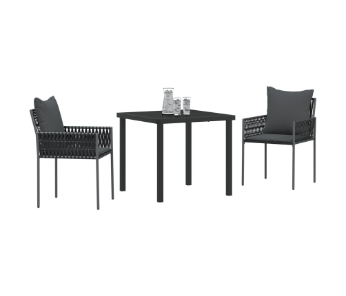 Conjunto de 2 Negro Ratán sintético 54x61x83 cm Duradero