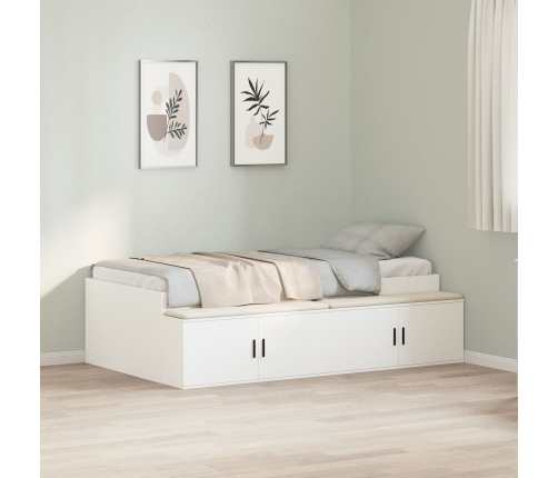 Marco de cama con almacenamiento Blanco 90x200 cm
