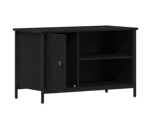Aparador de TV  Negro Roble 80x40x50 cm Madera Ingeniada y Acero