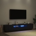 mueble para TV  con luces LED en roble negro, 200x35x40 cm, madera de calidad