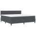 Cama Box Spring  con Colchón Gris Oscuro 200x200 cm Tela de Corduroy