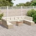 Conjunto de Sofá de Jardín  de 11 Piezas con Cojines Beige Ratán Polietileno Acacia