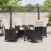 Conjunto de Comedor de Jardín de 5 Piezas con Cojines - Poliratán Negro