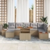 Conjunto Sofá Jardín  Set 8 Beige, Gris Rattan, Poliéster