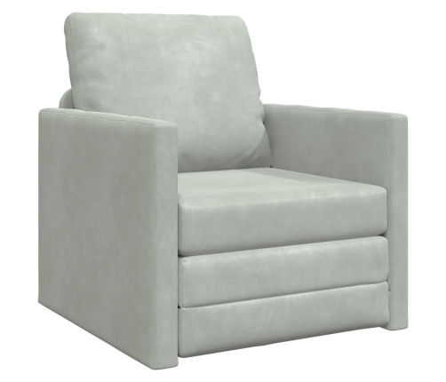 Sofá de suelo convertible  de terciopelo 74x77x81 cm Gris Claro