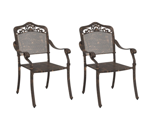 Sillas de jardín  2 pcs de aluminio fundido color bronce