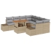 Conjunto de Sofá de Jardín  Juego de 9 Beige con Cojines Grises