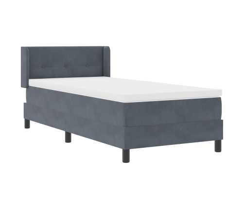 Cama Box Spring con Colchón  Gris Oscuro 90x200 cm Terciopelo