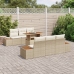 Juego de Sofá de Jardín  Set de 7 Beige Ratán Comedor de Jardín