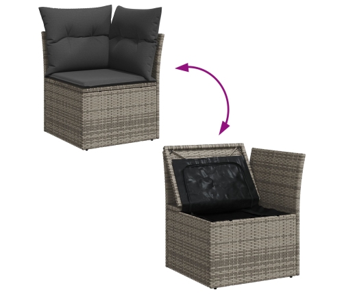 Conjunto de Sofás de Jardín 7 Piezas con Cojines Gris Polirratán Acacia