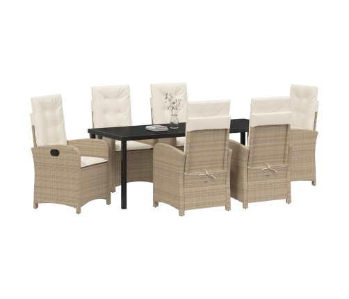 Conjunto de Comedor de Jardín de 2 Piezas de  con Cojines en Ratán Poliéster Beige