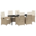 Conjunto de Comedor de Jardín de 2 Piezas de  con Cojines en Ratán Poliéster Beige