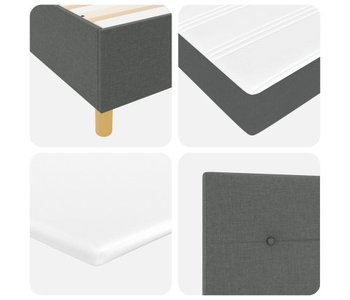 Cama con Sommier y Banco Gris Oscuro 100x200 cm Tela
