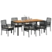 Conjunto de Comedor  4 personas Negro y blanco crema Ratán y acero