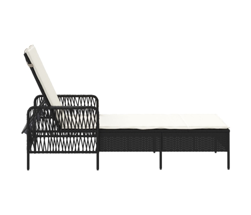 Tumbona  Negra y crema Ratán PE 157 x 55 x 92 cm