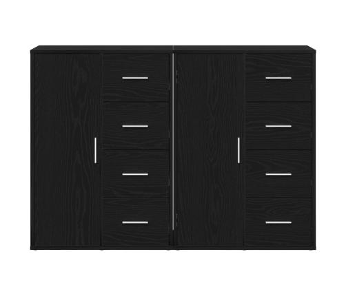 Aparador Juego de 2 Roble Negro Madera, Mangos de Metal Mediano